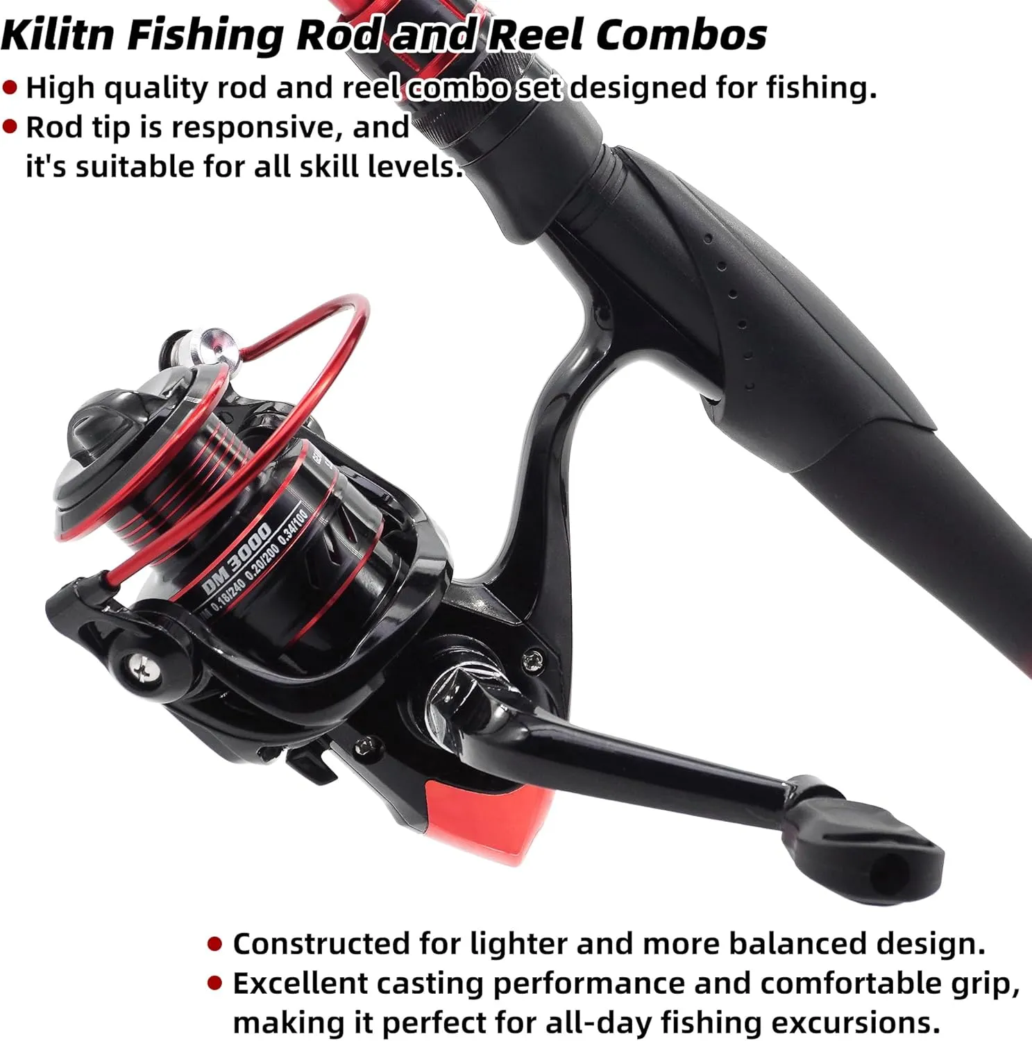 Kilitn Fishing Rod and Reel Combo, Baitcasting Combo Baitcast Reel 5 Foot Durable Fiberglass Telescopic Rod with Fishing Line Full Kits Comfortable Handle