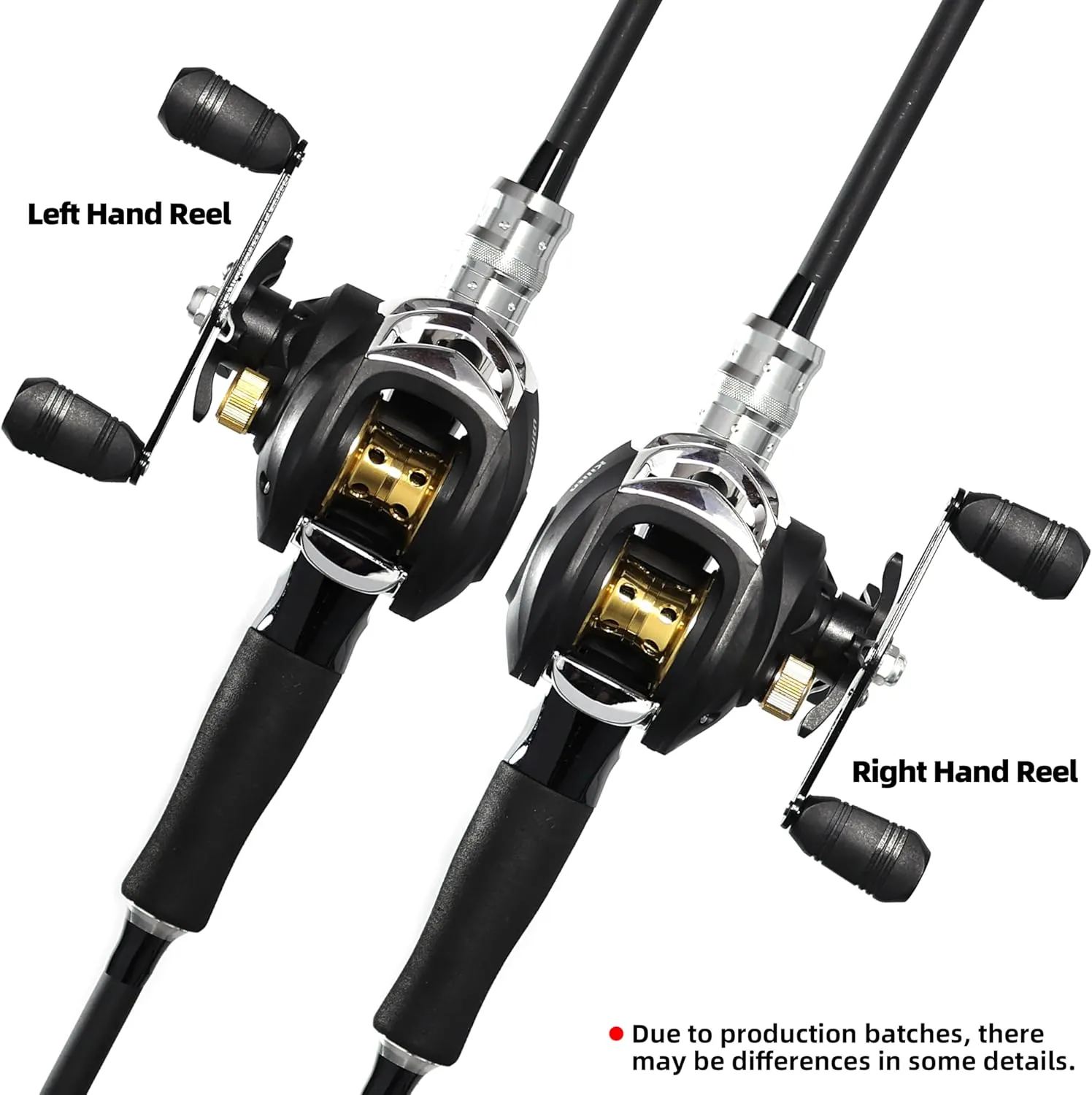 Kilitn Fishing Rod and Reel Combo, Black Color Baitcasting Combo Baitcast Reel, 2-Piece Baitcaster Rod, Durable Fiberglass with Comfortable EVA Handle
