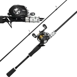 Kilitn Fishing Rod and Reel Combo, Black Color Baitcasting Combo Baitcast Reel, 2-Piece Baitcaster Rod, Durable Fiberglass with Comfortable EVA Handle