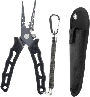 Kisangel Practical Sea Fishing Pliers Set 3-Piece Kit Black Telescopic Rod Holder for Fishing Tools