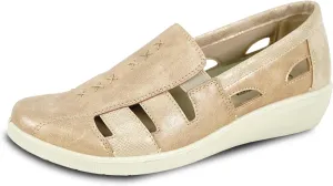 KOZI Women Comfort Casual Wedge Sandal Shoe Slip-On Loafer Mary Jane Round or Cap Toe with Removable Insole