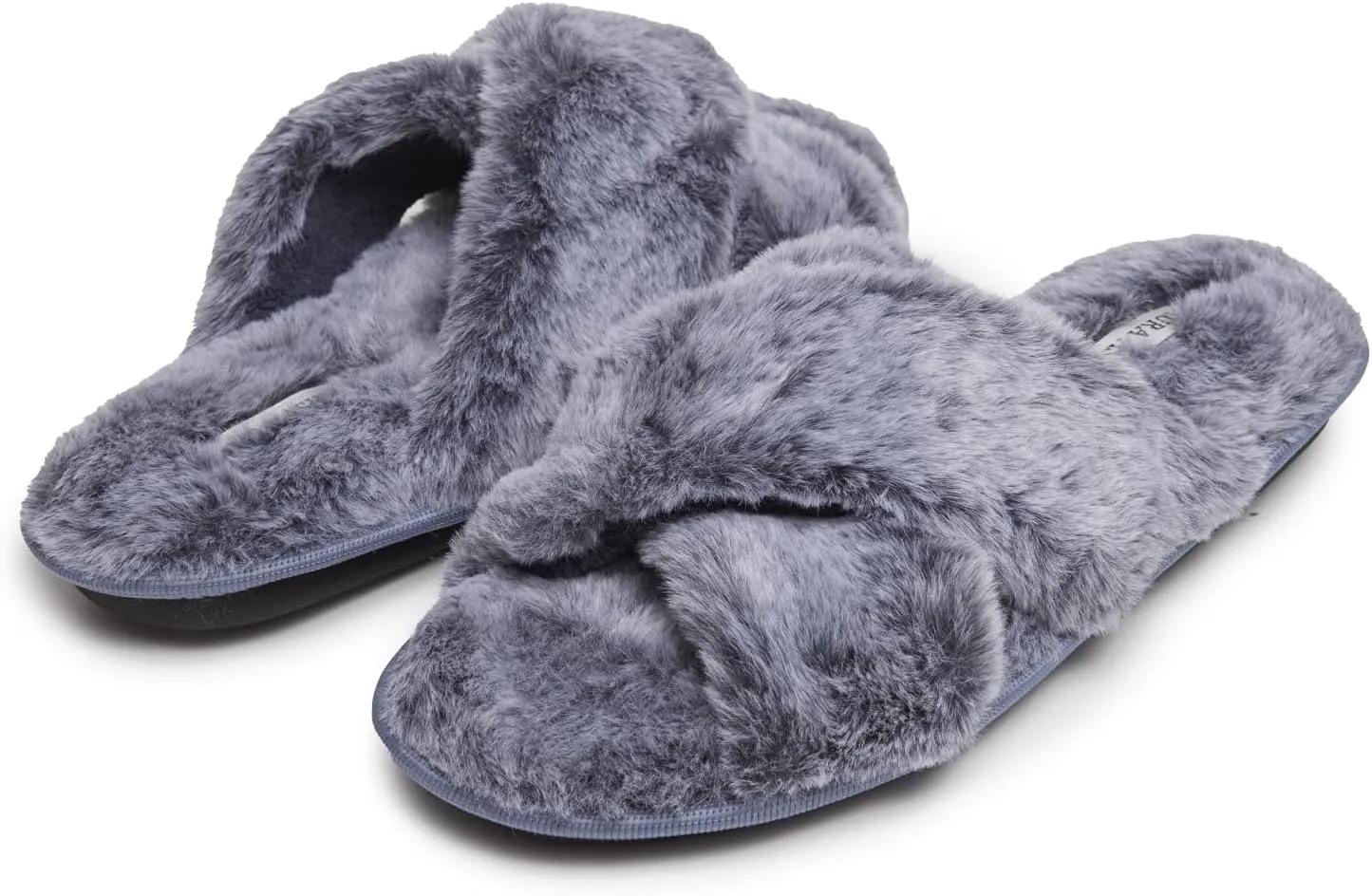 Laura Ashley Ladies Animal Leopard Plush Cross Band Slippers With Memory Foam Insole