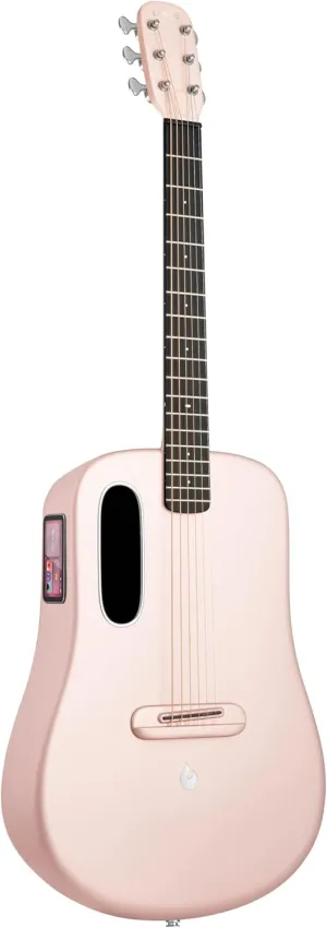 LAVA ME 4 Acoustic Electric Guitars Carbon Fiber Travel Smart Audio Guitar with 3.5 inch TouchScreen, HILAVA 2.0 System, Right-handed, FreeBoost 3.0, Airflow Bag (36INCH Pink)