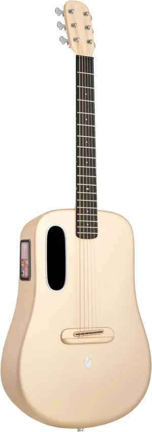 LAVA ME 4 Acoustic Electric Guitars Carbon Fiber Travel Smart Audio Guitar with 3.5 inch TouchScreen, HILAVA 2.0 System, Right-handed, FreeBoost 3.0, Airflow Bag (36INCH Soft Gold)