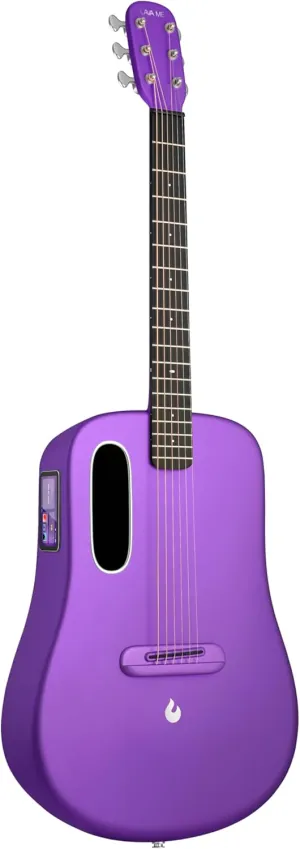 LAVA ME 4 Acoustic Electric Guitars Carbon Fiber Travel Smart Audio Guitar with 3.5 inch TouchScreen, HILAVA 2.0 System, Right-handed, FreeBoost 3.0, Airflow Bag (38INCH Purple)