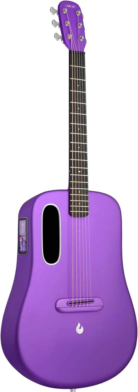 LAVA ME 4 Acoustic Electric Guitars Carbon Fiber Travel Smart Audio Guitar with 3.5 inch TouchScreen, HILAVA 2.0 System, Right-handed, FreeBoost 3.0, Airflow Bag (38INCH Purple)