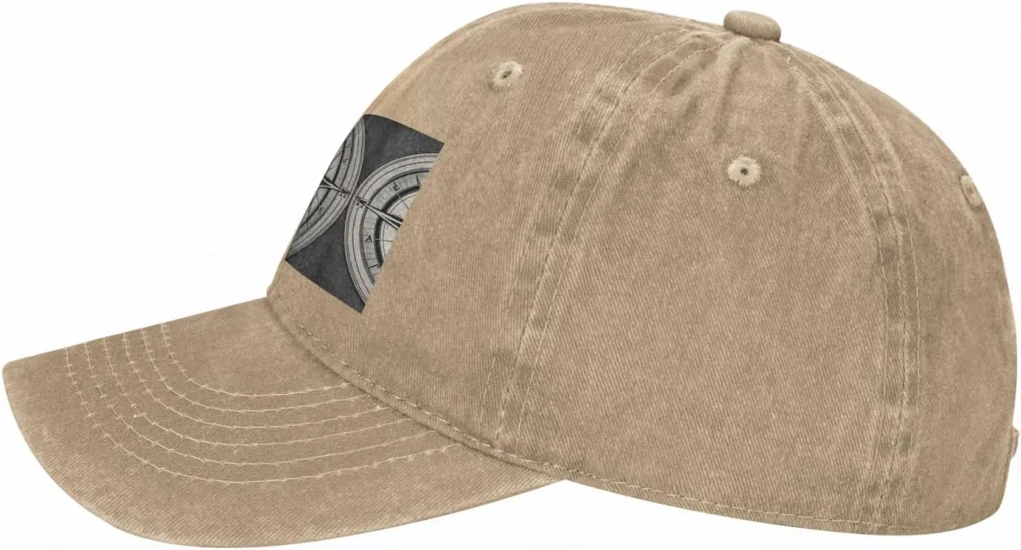 Law of The Compass Navigation 1 Print Denim Baseball Cap Unisex Sun Hat Outdoor Sports Cap fit for All Seasons Easy to Carry