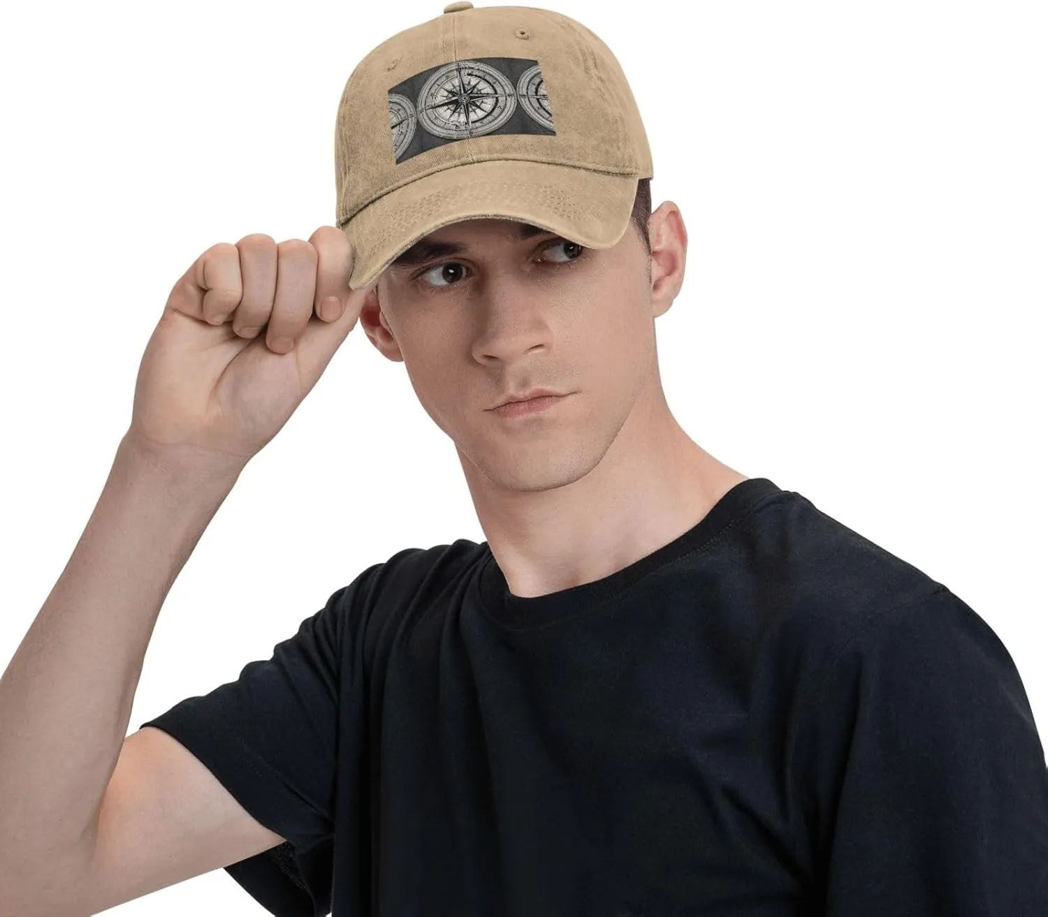 Law of The Compass Navigation 1 Print Denim Baseball Cap Unisex Sun Hat Outdoor Sports Cap fit for All Seasons Easy to Carry