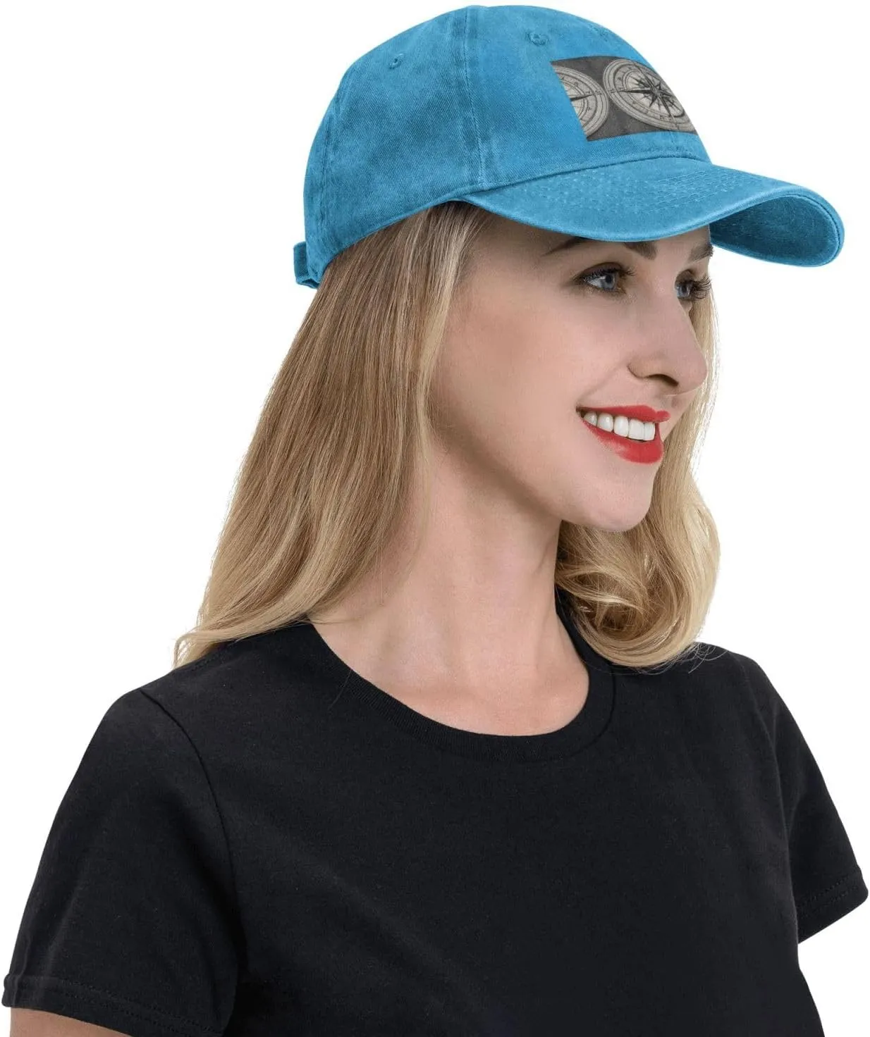 Law of The Compass Navigation 1 Print Denim Baseball Cap Unisex Sun Hat Outdoor Sports Cap fit for All Seasons Easy to Carry