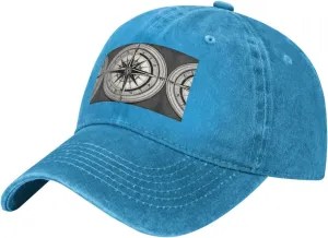 Law of The Compass Navigation 1 Print Denim Baseball Cap Unisex Sun Hat Outdoor Sports Cap fit for All Seasons Easy to Carry