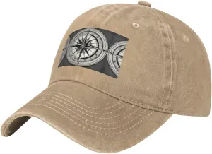 Law of The Compass Navigation 1 Print Denim Baseball Cap Unisex Sun Hat Outdoor Sports Cap fit for All Seasons Easy to Carry