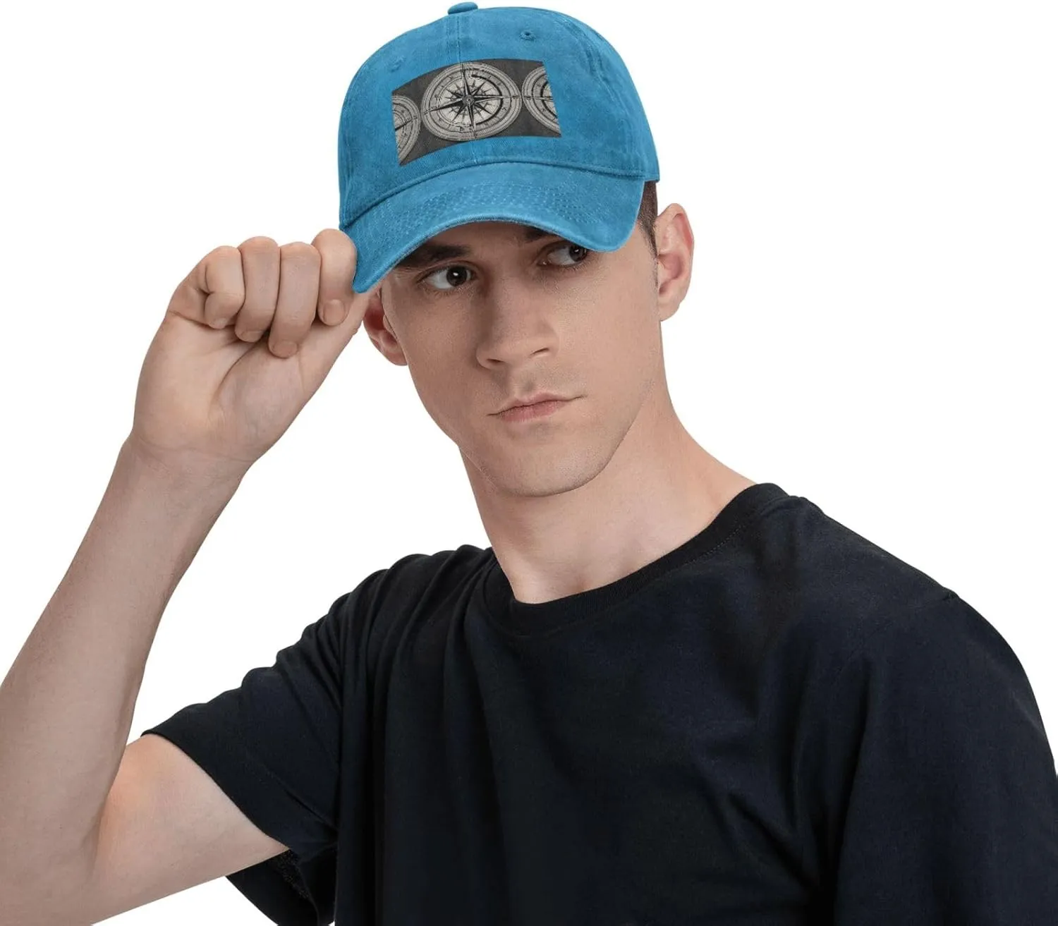Law of The Compass Navigation 1 Print Denim Baseball Cap Unisex Sun Hat Outdoor Sports Cap fit for All Seasons Easy to Carry