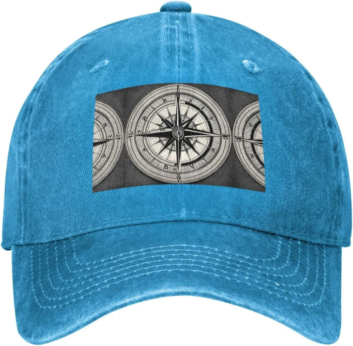 Law of The Compass Navigation 1 Print Denim Baseball Cap Unisex Sun Hat Outdoor Sports Cap fit for All Seasons Easy to Carry