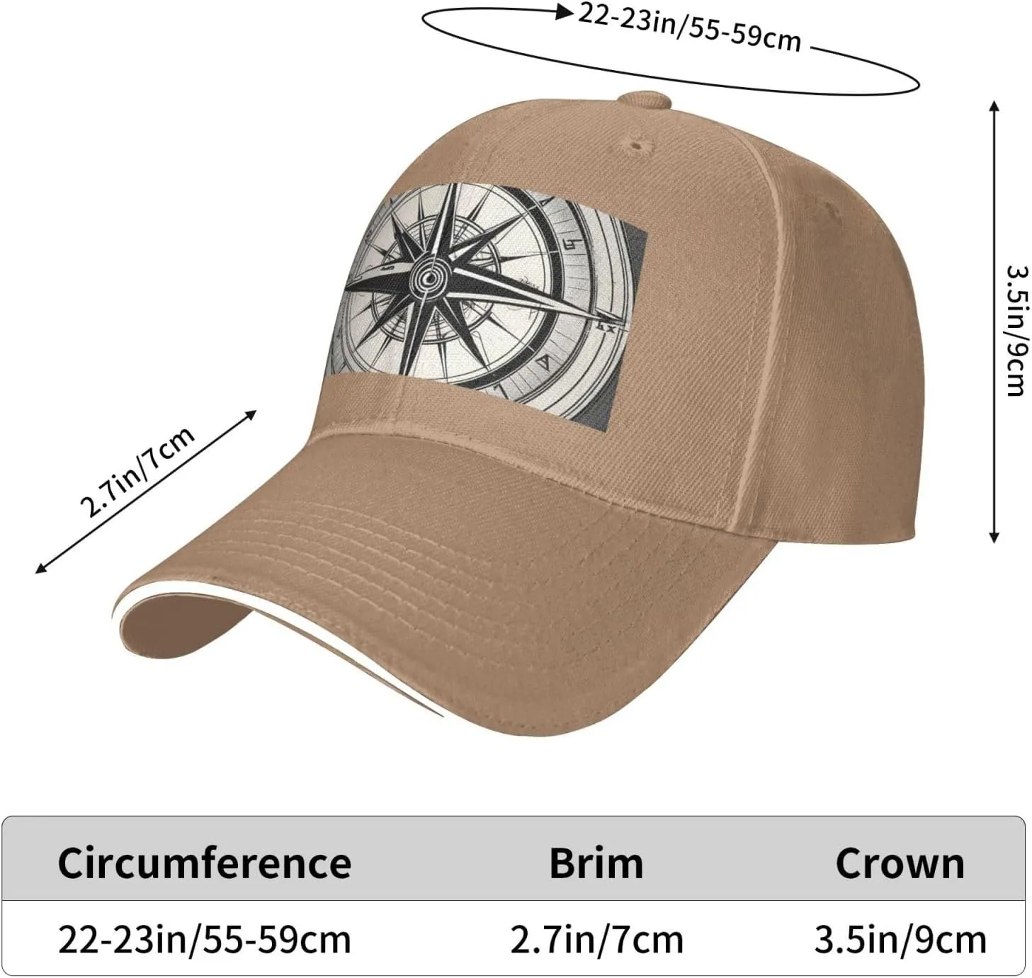 Law of The Compass Navigation Print Stylish Baseball Cap for Men,Golf Hat with Adjustable Back,Perfect Accessories for Men