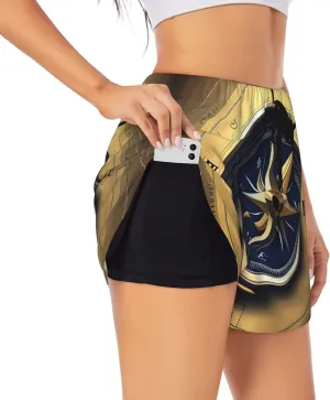 Law of The Compass Navigation Print Women's Athletic Shorts,for Running,Yoga and Gym,Stylish Workout Shorts with Pockets