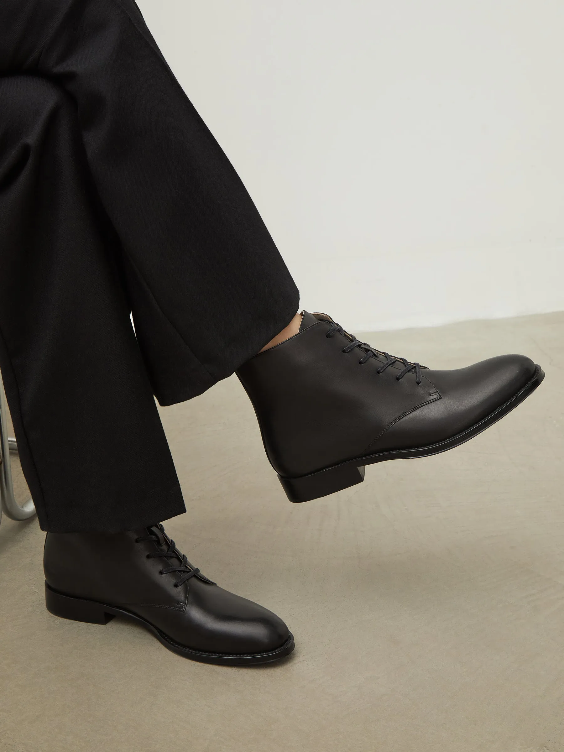 Leather lace-up boots