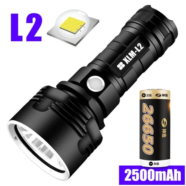 LED Flashlight L2 XHP50 Tactical Torch USB Rechargeable Super Powerful
