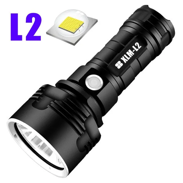 LED Flashlight L2 XHP50 Tactical Torch USB Rechargeable Super Powerful