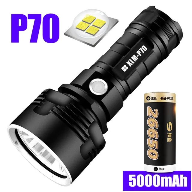 LED Flashlight L2 XHP50 Tactical Torch USB Rechargeable Super Powerful