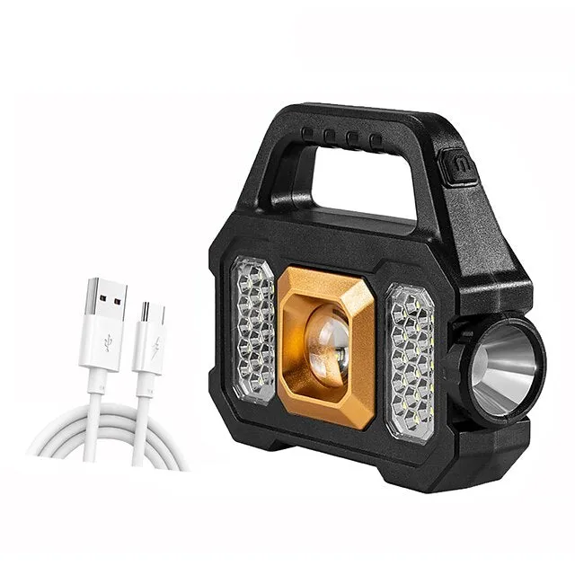 LED Flashlight Multi-functional Rechargeable Work light Portable Carry Light Solar Charging Support 6 Lighting Modes