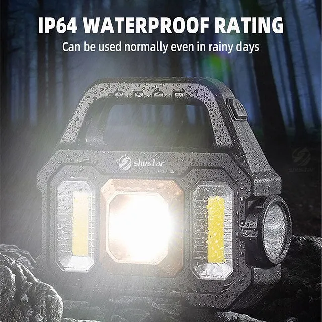 LED Flashlight Multi-functional Rechargeable Work light Portable Carry Light Solar Charging Support 6 Lighting Modes
