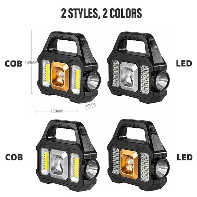 LED Flashlight Multi-functional Rechargeable Work light Portable Carry Light Solar Charging Support 6 Lighting Modes