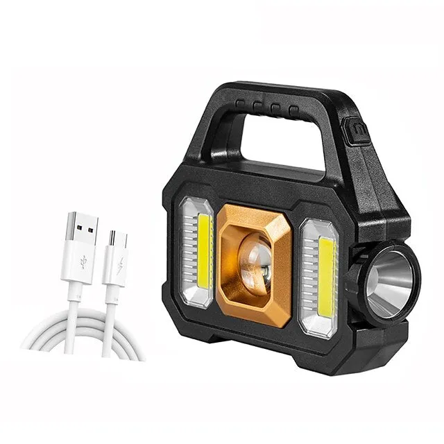 LED Flashlight Multi-functional Rechargeable Work light Portable Carry Light Solar Charging Support 6 Lighting Modes
