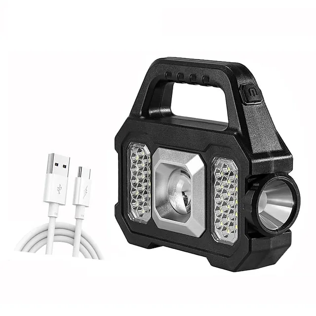 LED Flashlight Multi-functional Rechargeable Work light Portable Carry Light Solar Charging Support 6 Lighting Modes