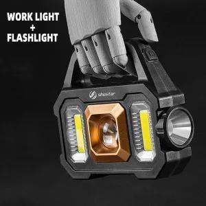 LED Flashlight Multi-functional Rechargeable Work light Portable Carry Light Solar Charging Support 6 Lighting Modes