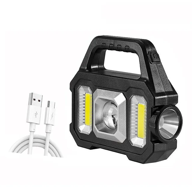 LED Flashlight Multi-functional Rechargeable Work light Portable Carry Light Solar Charging Support 6 Lighting Modes
