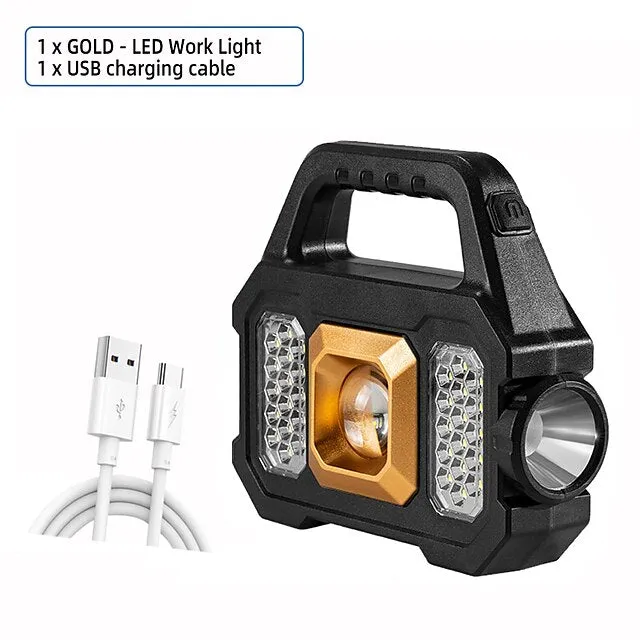 LED Flashlight Multi-functional Rechargeable Work light Portable Carry Light Solar Charging Support 6 Lighting Modes