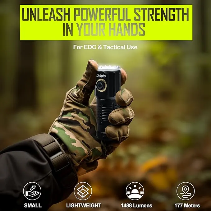 LED Small Flashlights Powerful, Rechargeable Pocket Flashlight, IP54 Mini Flashlights High Lumens EDC Flashlight with 5 Modes for Outdoor, Home, Emergency,Camping, Working (1 Piece)