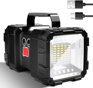 LED Spotlight Flashlight,Rechargeable Flashlight 200000L10000mAh High-Powered Searchlight Camping 3 4 Lights Modes LED Handheld Spotlight Waterproof