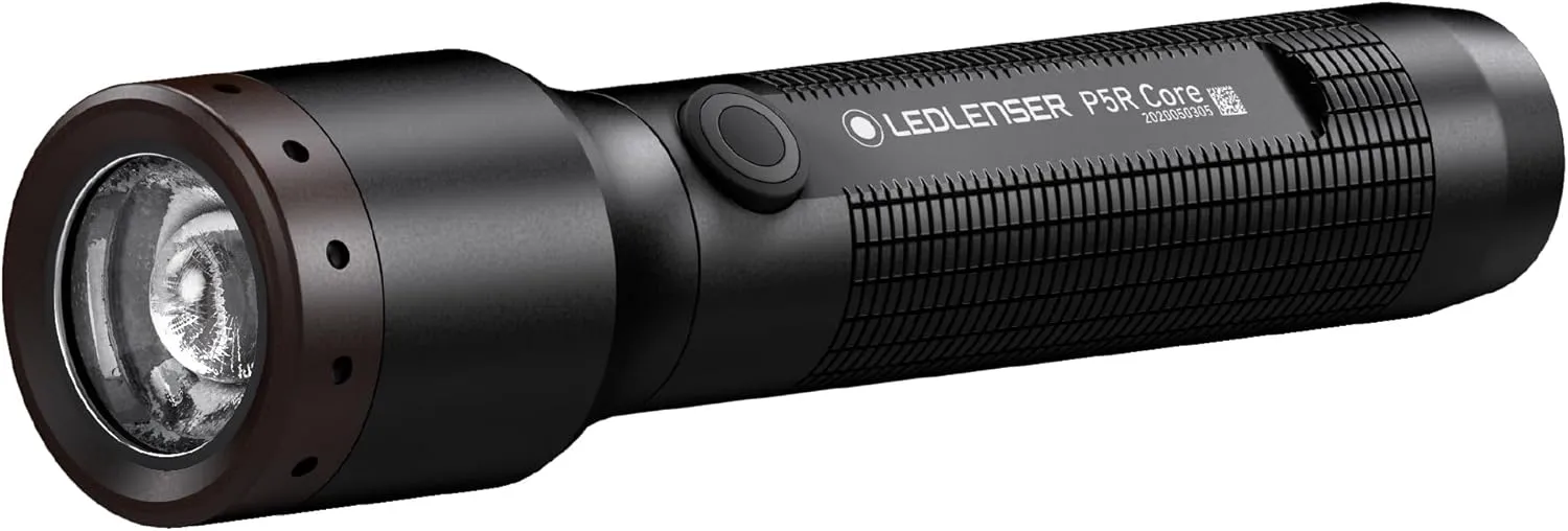 Ledlenser, P5R Core Rechargeable Flashlight, High Power LED, 500 Lumens, Waterproof Light for Home, Outdoor, Camping, and Emergency Use, Black