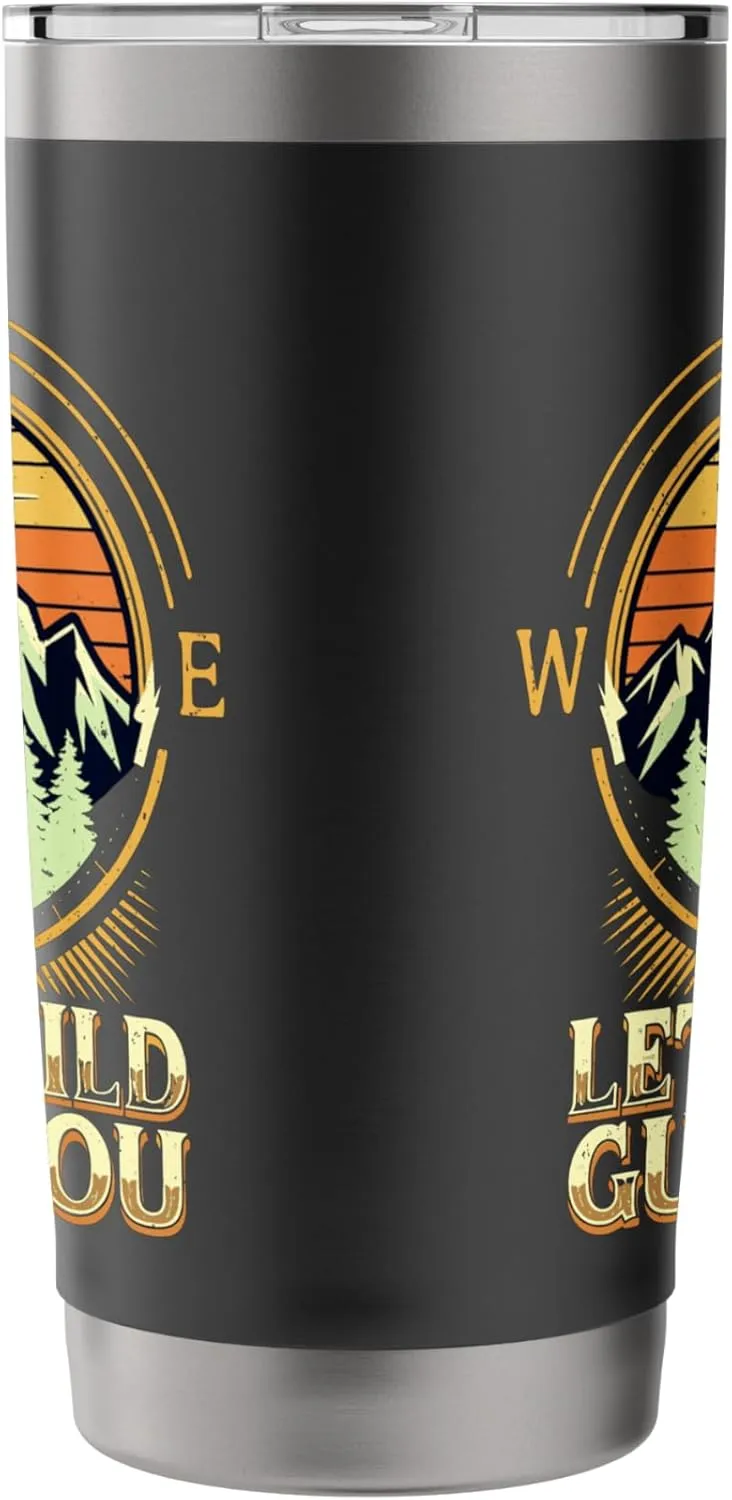 Let the Wild Guide You Compass Mountain Sunset Design Stainless Steel Insulated Tumbler