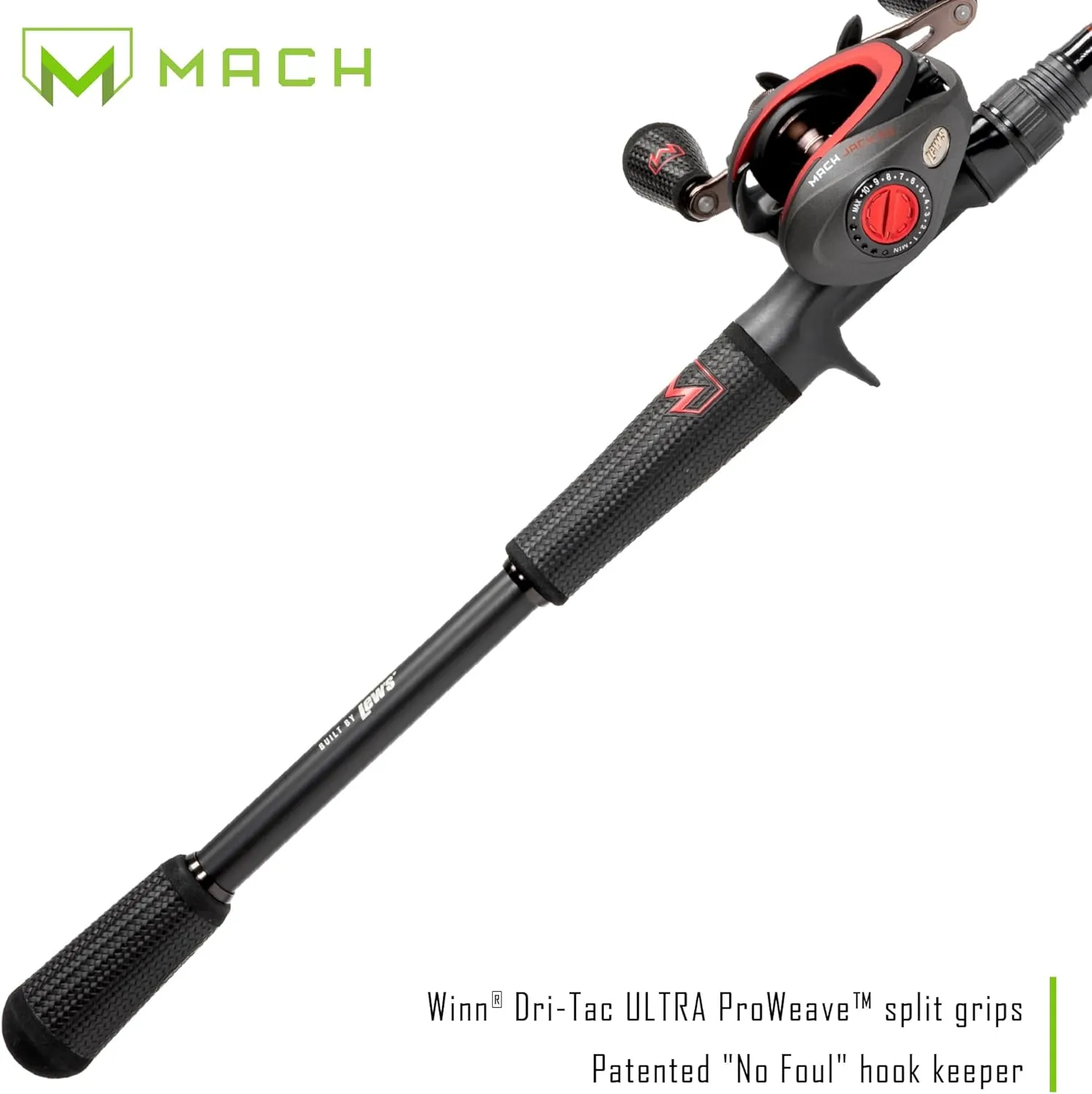 Lew’s MACH Jacked Baitcast Reel and Fishing Rod Combo, HM50 Graphite Rod, Tanso Tech Reel Frame and Sideplate, Carbon Fiber Drag System, 7.5:1 Gear Ratio
