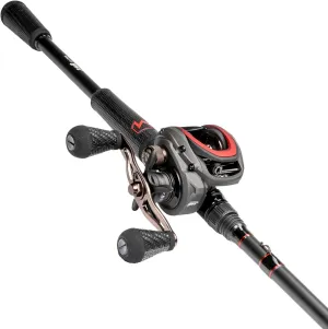 Lew’s MACH Jacked Baitcast Reel and Fishing Rod Combo, HM50 Graphite Rod, Tanso Tech Reel Frame and Sideplate, Carbon Fiber Drag System, 7.5:1 Gear Ratio