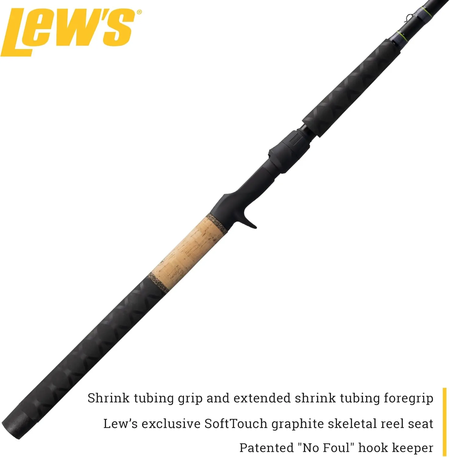 Lew’s Speed Stick Spinning Fishing Rod, IM8 Graphite Blank with Fuji Concept O Guides, Full-Length Cork Grips, Gray/Green