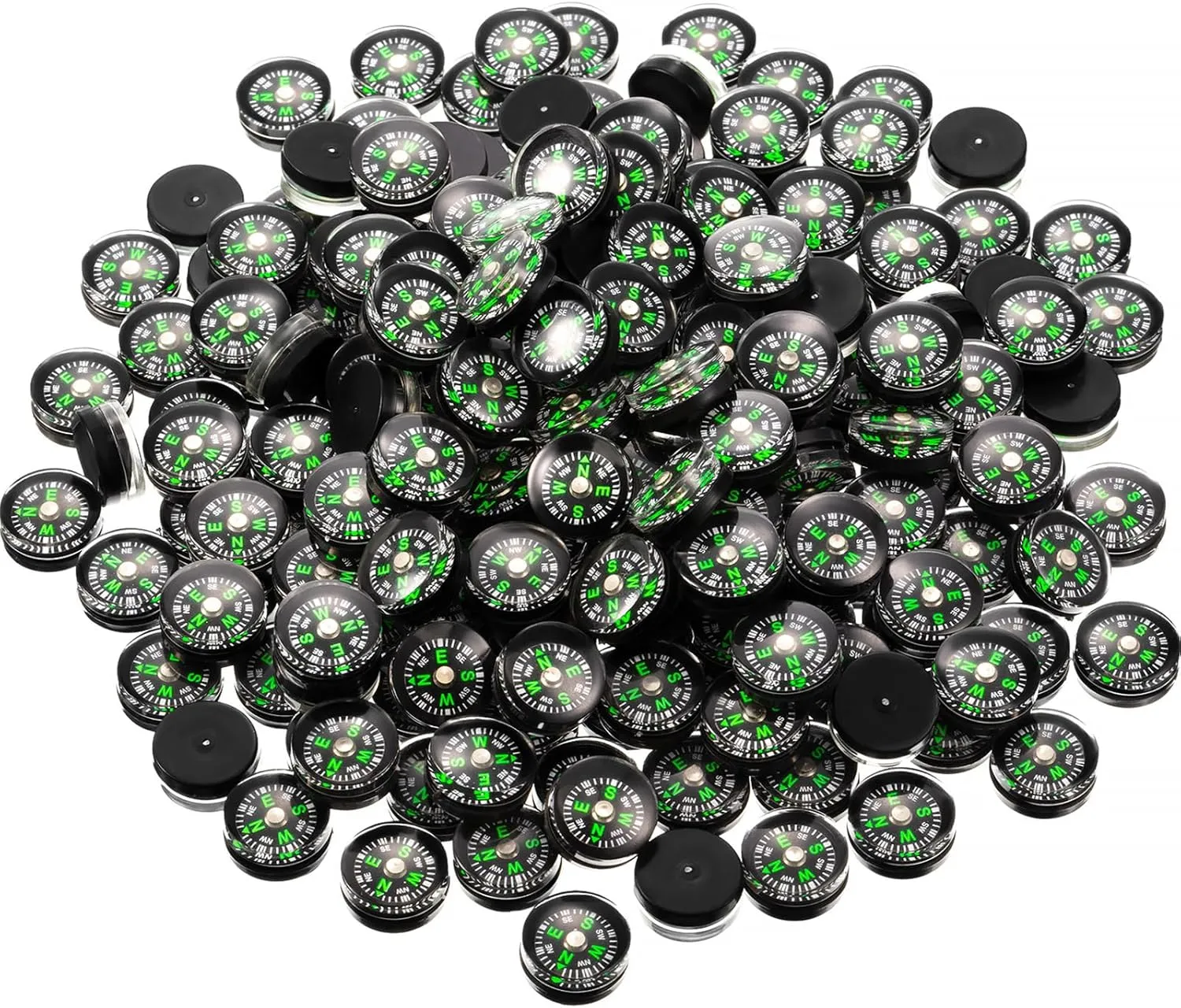 Leyndo 300 Pcs Mini Button Compass 15 Mm/ 0.59 Inch Lightweight Small Oil Filled Portable Mini Pocket Compass Bulk for Camping Hiking Touring Boating Outdoor Activities Survival
