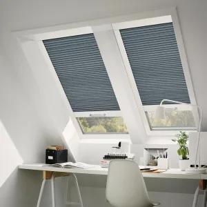 Light Blocking Skylight Blind for Ceiling, Skylight Shades Window Cordless Cellular Shades Thermal Insulation Honeycomb Blinds for Roof Inclined Plane Room Windows - Blackout, Blue Haze