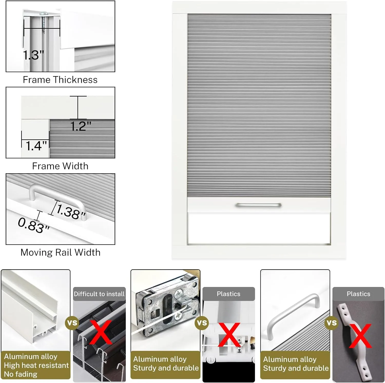 Light Blocking Skylight Blind for Ceiling, Skylight Shades Window Cordless Cellular Shades Thermal Insulation Honeycomb Blinds for Roof Inclined Plane Room Windows-Blackout, White