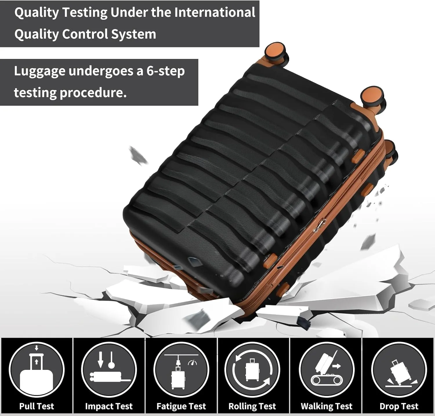 Lightweight Luggage with Spinner Wheels & YKK Zipper, 3-Piece Suitcase ABS PC Hardside Hard Shell Luggage Set with TSA Lock, Black & Brown (20 24 28 inch)