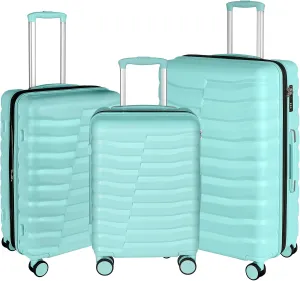 Lightweight Luggage with Spinner Wheels & YKK Zipper, 3-Piece Suitcase ABS PC Hardside Hard Shell Luggage Set with TSA Lock, Light Mint Green (20 24 28 inch)