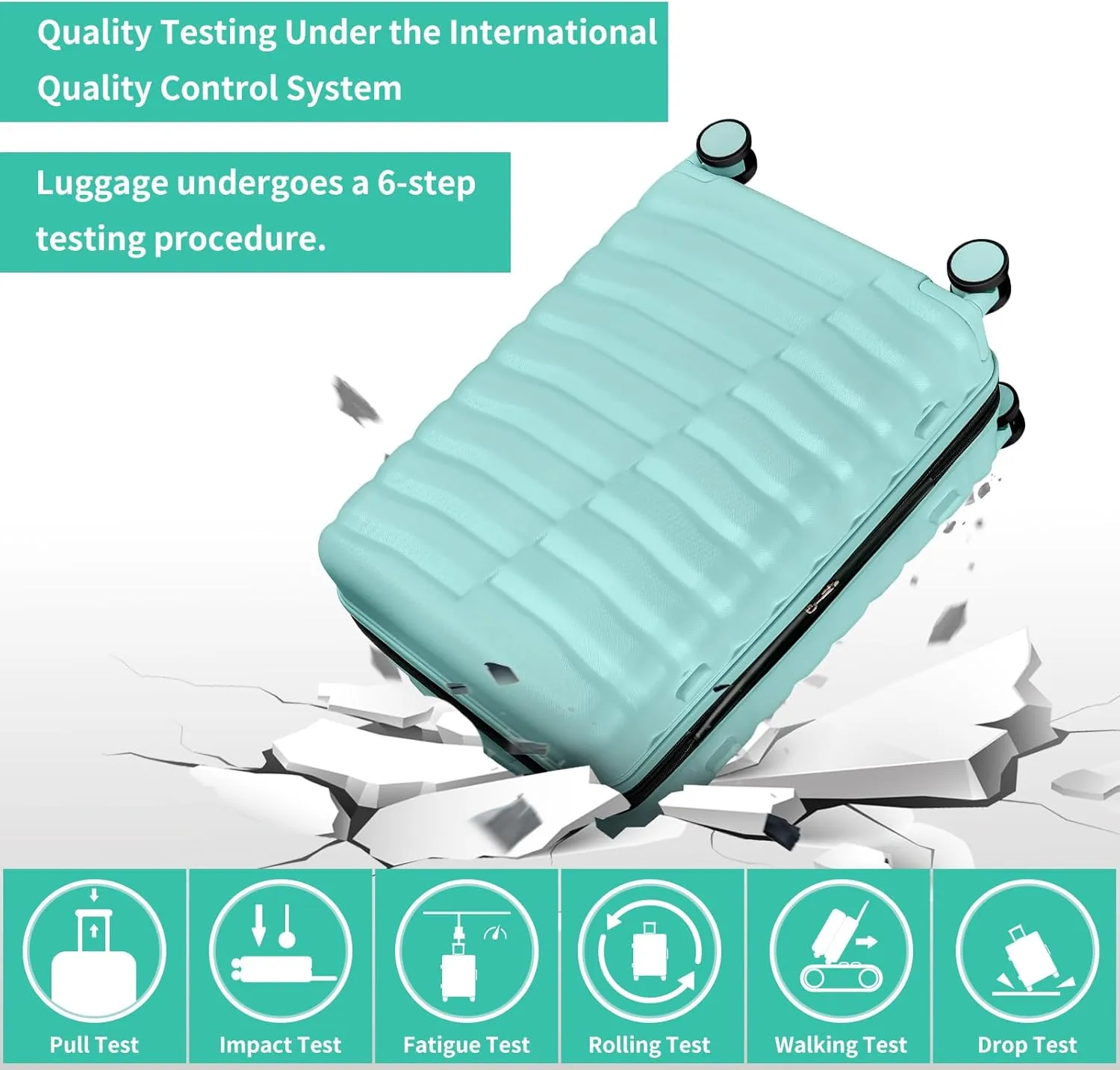 Lightweight Luggage with Spinner Wheels & YKK Zipper, 3-Piece Suitcase ABS PC Hardside Hard Shell Luggage Set with TSA Lock, Mint Green (20 24 28 inch)