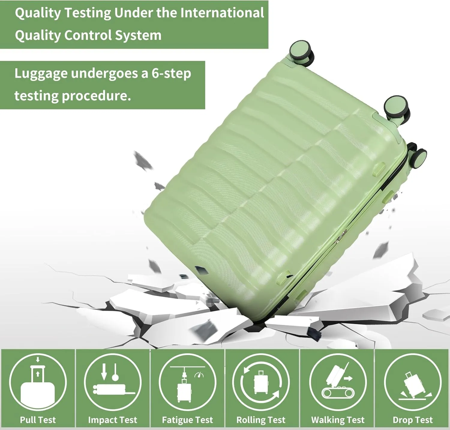Lightweight Luggage with Spinner Wheels & YKK Zipper, 3-Piece Suitcase ABS PC Hardside Luggage Set with TSA Lock, Light Avocado Green (20 24 28 inch)