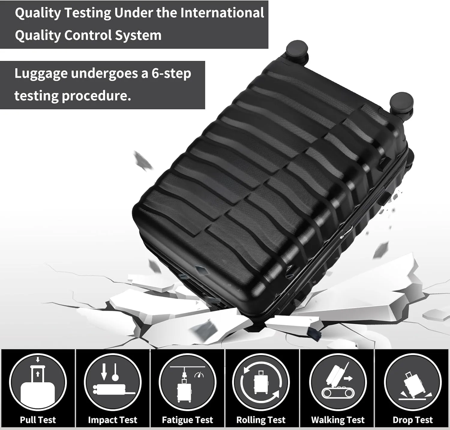Lightweight Luggage with Spinner Wheels & YKK Zipper, Hard Shell 3-Piece Suitcase ABS PC Hardside Luggage Set with TSA Lock for Men Travel, Black (20 24 28 inch)