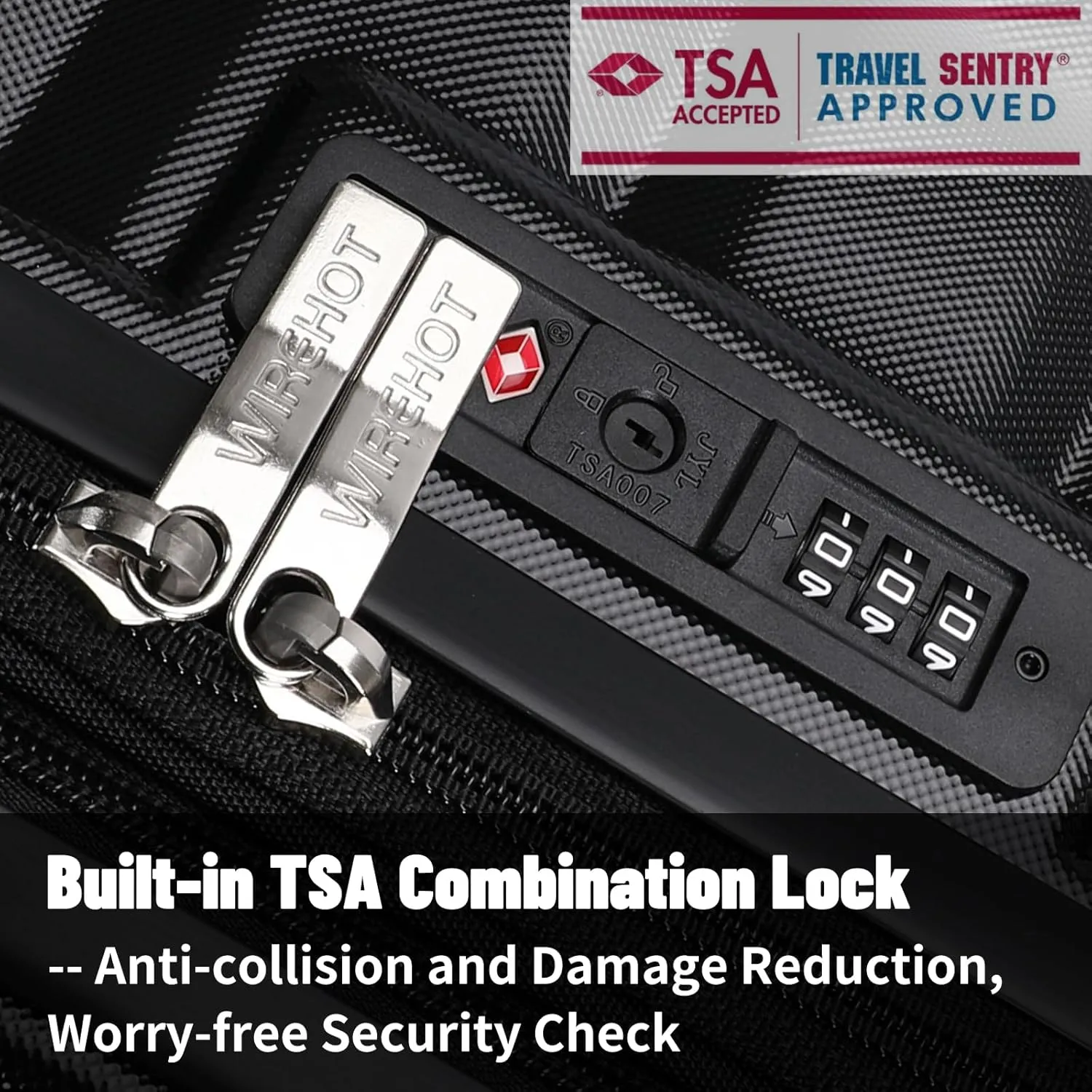 Lightweight Luggage with Spinner Wheels & YKK Zipper, Hard Shell 3-Piece Suitcase ABS PC Hardside Luggage Set with TSA Lock for Men Travel, Black (20 24 28 inch)