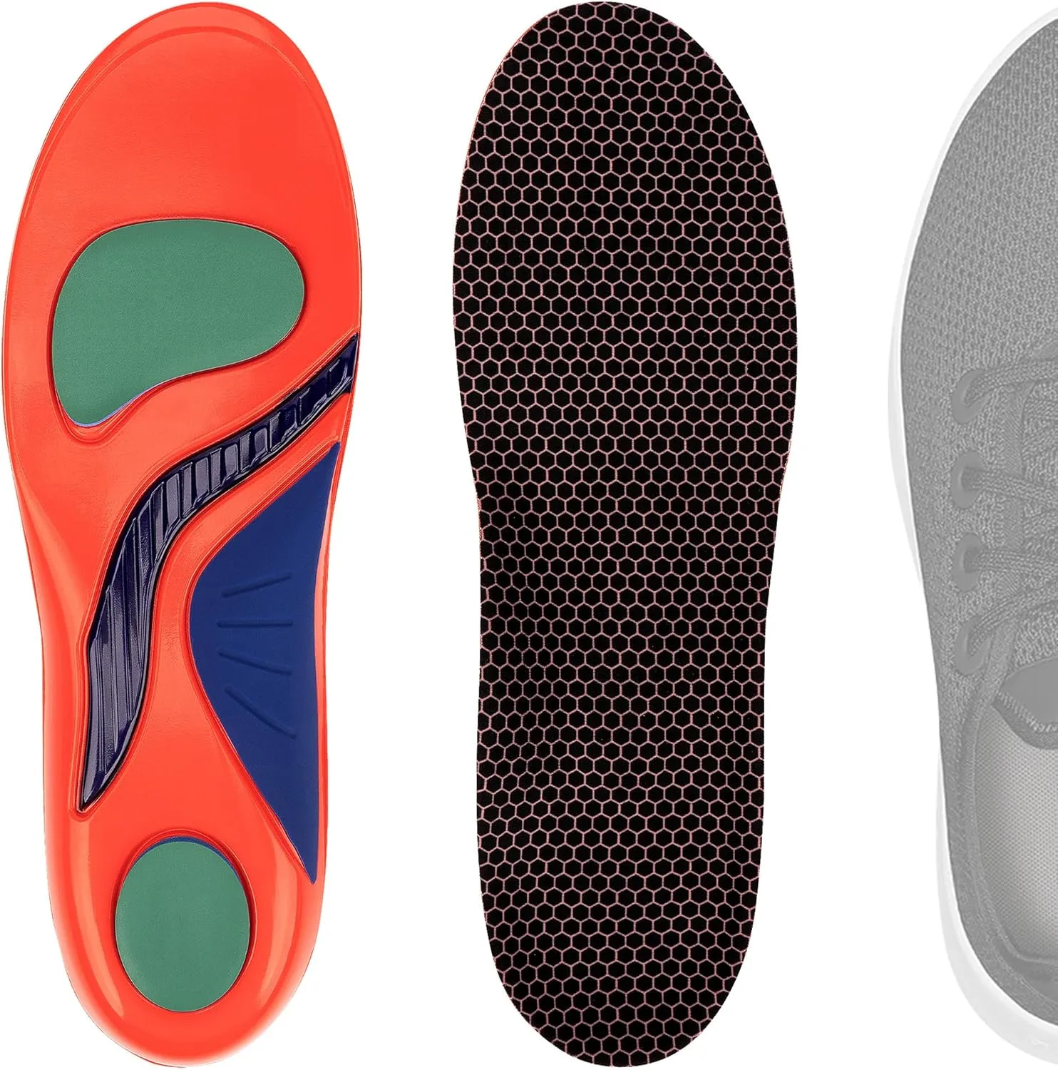Linkidea 2 Pairs Arch Support Shoe Insoles Compatible with Allbirds Tree Runner, Wool Runner, AB00FU, Replacement Shoe Inserts, Shock Absorption Cushion (US Men 8-9/Women 9.5-10.5)
