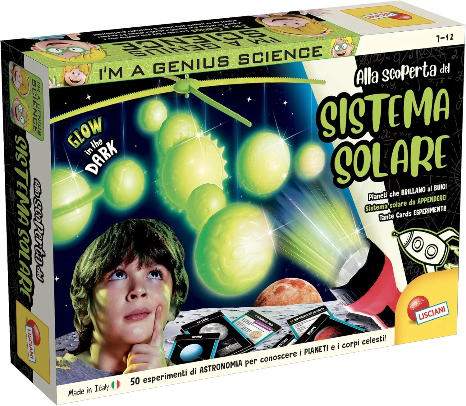 LISCIANI- I'm a Genius Science in Home Astronomy, Plastic Planets Glow in The Dark, Multicoloured, 97548
