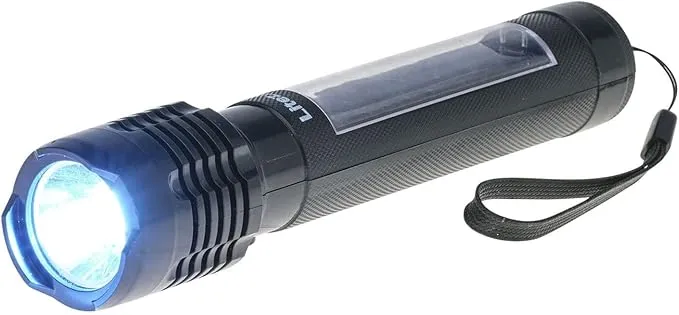 LitezAll Bask Solar Powered Flashlight - 4-Hour Rechargeable Tactical Flashlights, Weather Resistant, Car Flashlight/Emergency Lights in One, Great for Camping, Hiking, Security and Emergency Use